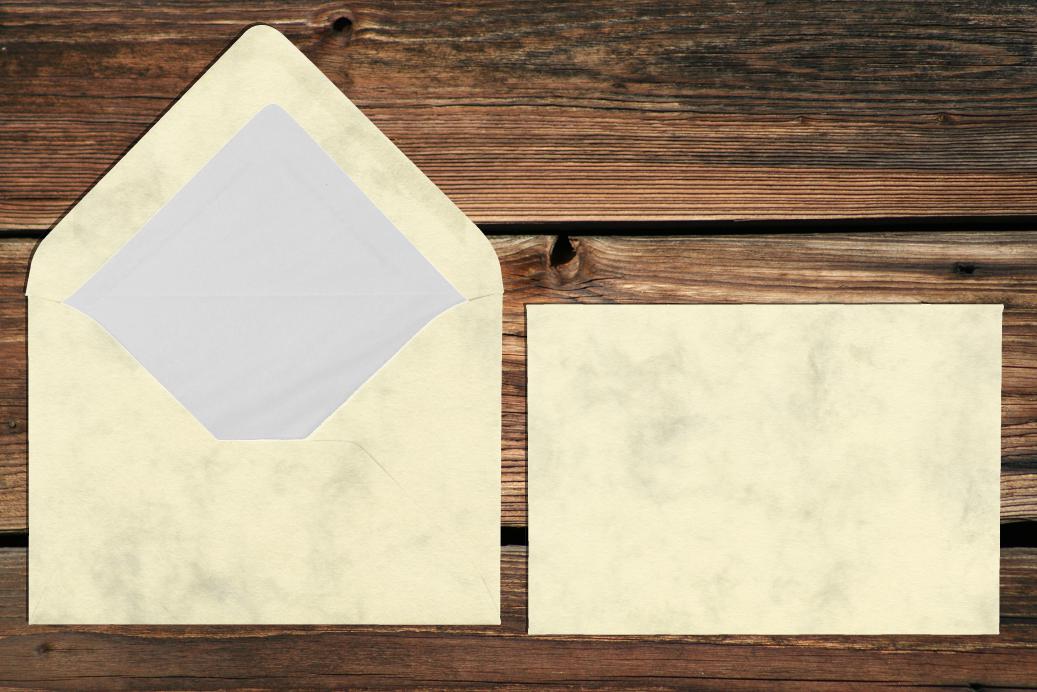 Briefhüllen mit Seidenfutter B6 125x176 mm Nassklebend Chamois Marmora 100 g/qm